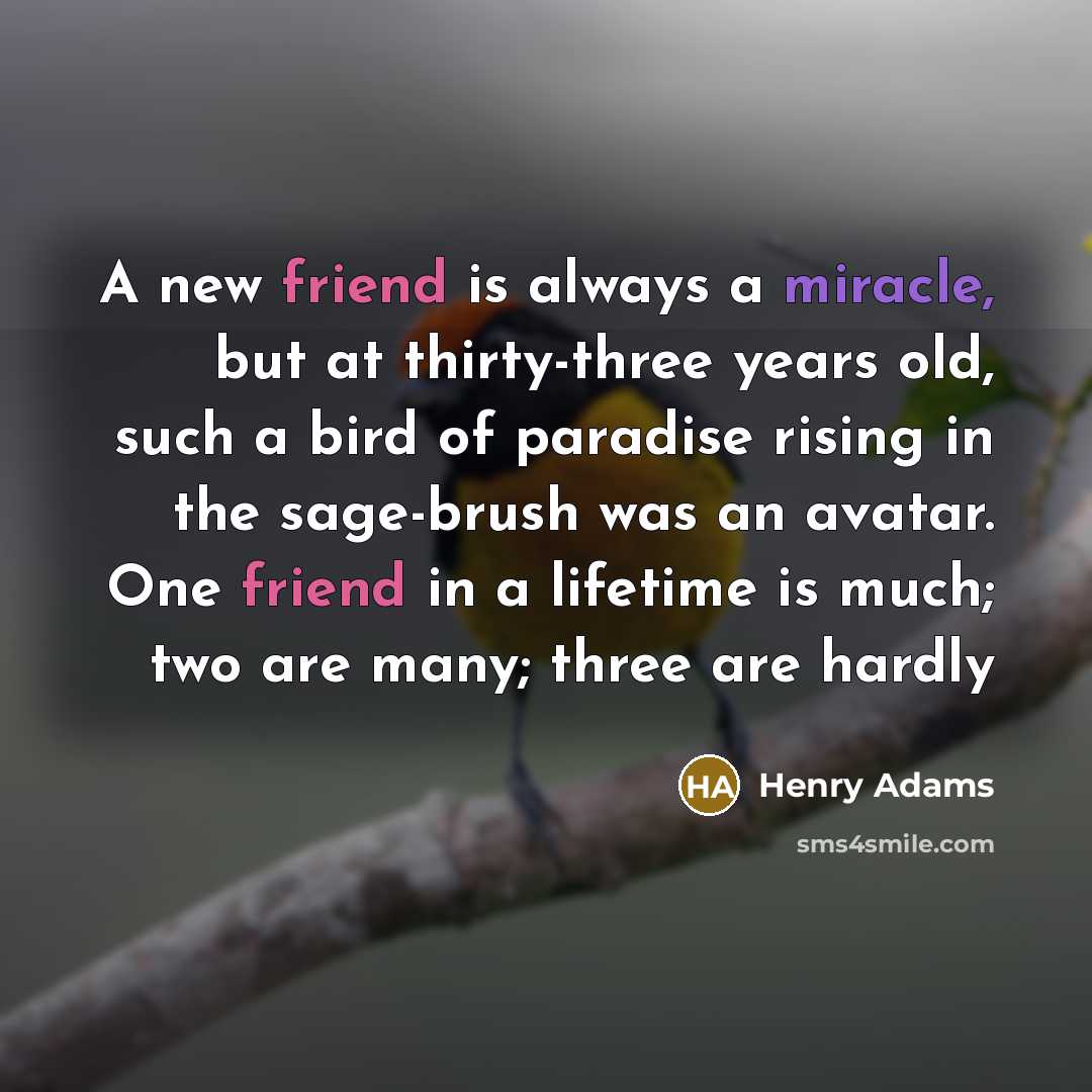 “A new friend is always a miracle, but at thirty-three…” quote by Henry Adams