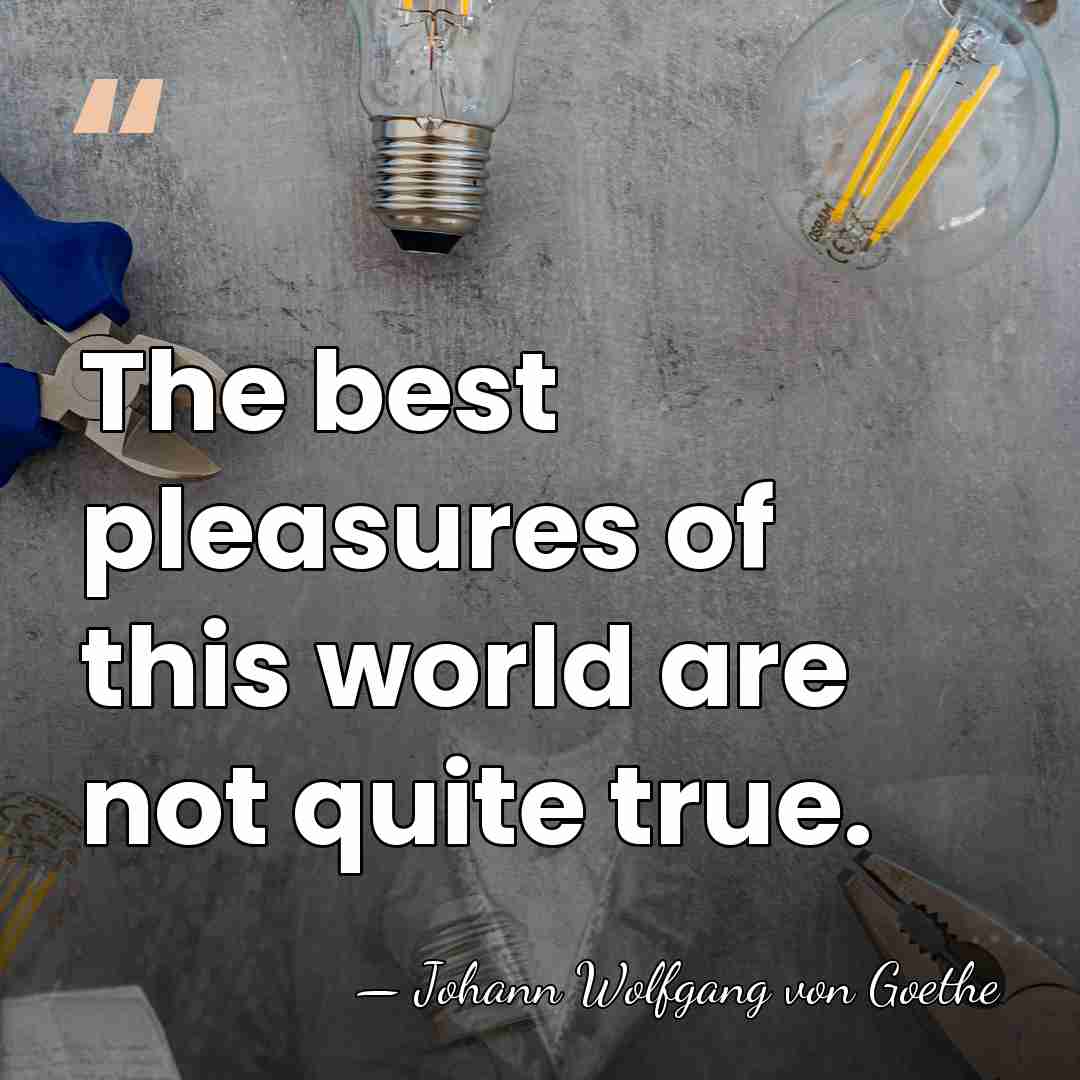 The best pleasures of this world are not quite true. - Johann Wolfgang von Goethe