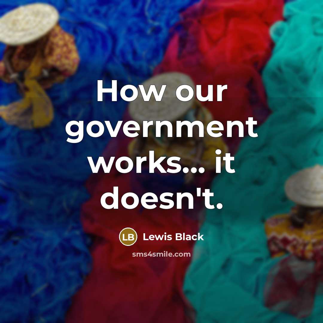 “How our government works... it doesn't.…” quote by Lewis Black