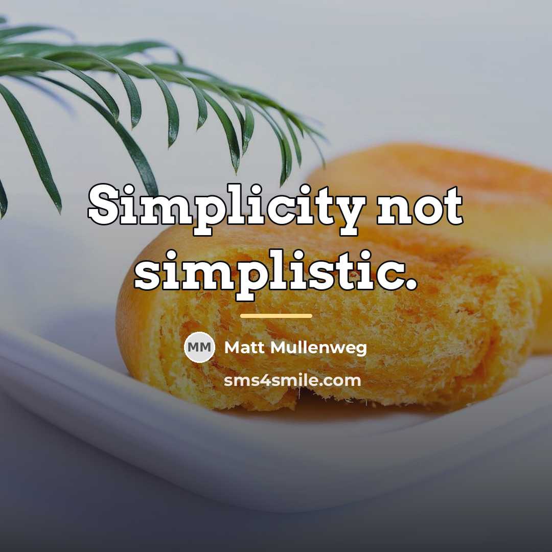 “Simplicity not simplistic.…” quote by Matt Mullenweg