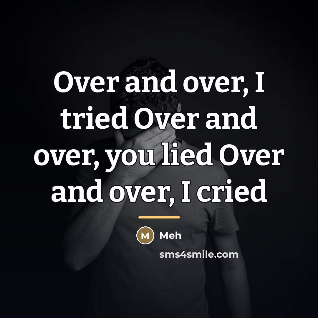 “Over and over, I tried Over and over, you lied…” quote by Meh