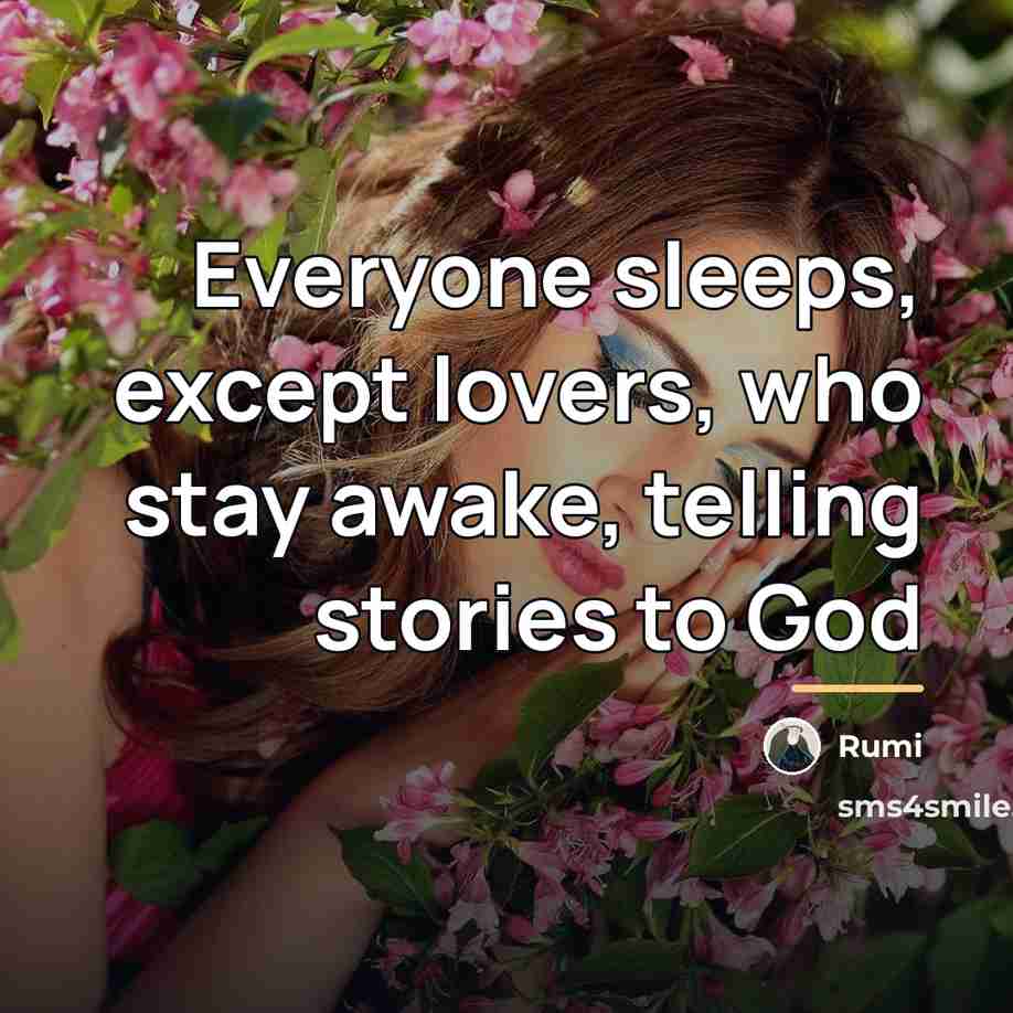 “Everyone sleeps, except lovers, who stay awake, telling stories to…” quote by Rumi