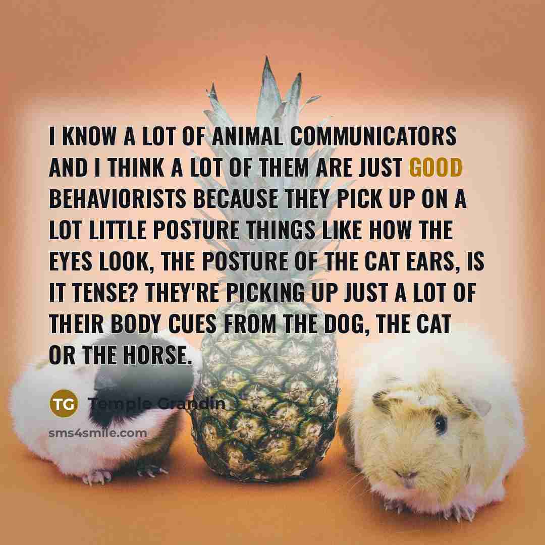 “I know a lot of animal communicators and I think…” quote by Temple Grandin