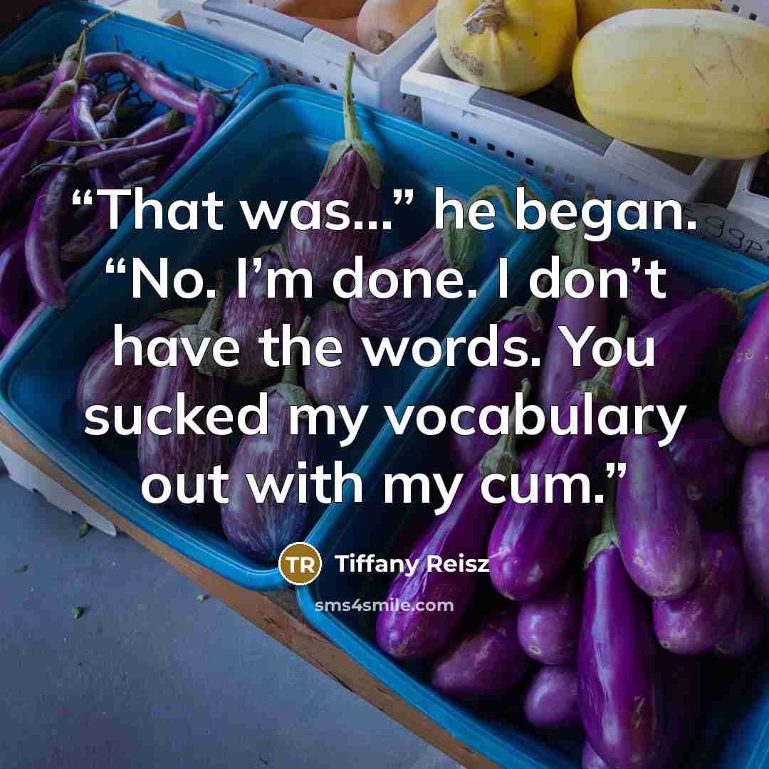 “That was…” he began. “No. I’m done. I don’t have the words. You sucked my vocabulary out with my cum.” quote by Tiffany Reisz