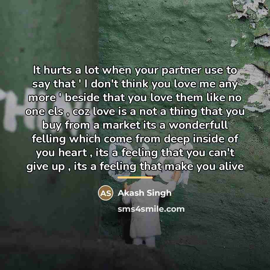 “It hurts a lot when your partner use to say…” quote by Akash Singh