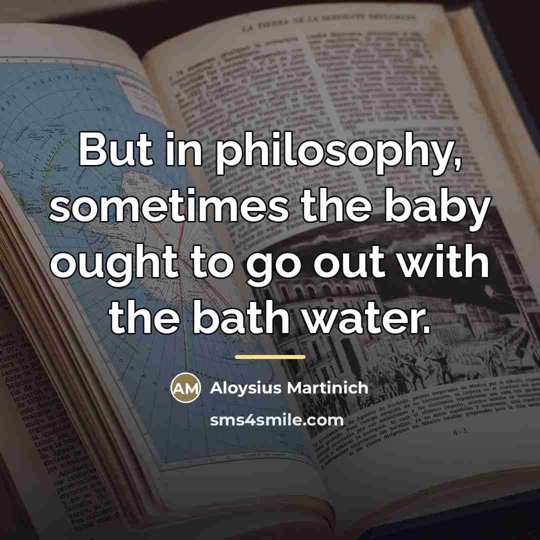 “But in philosophy, sometimes the baby ought to go out…” quote by Anonymous