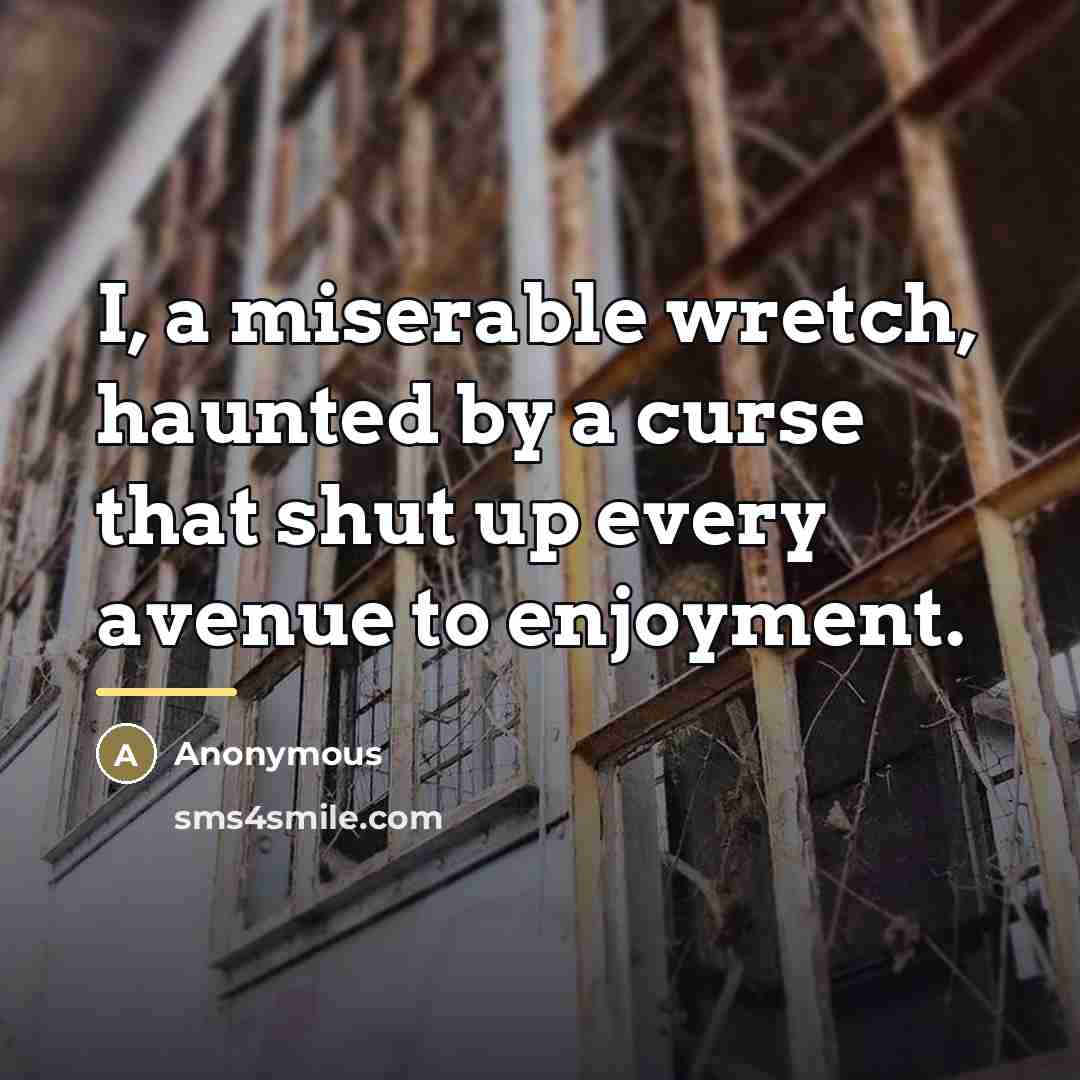 “I, a miserable wretch, haunted by a curse that shut…” quote by Anonymous