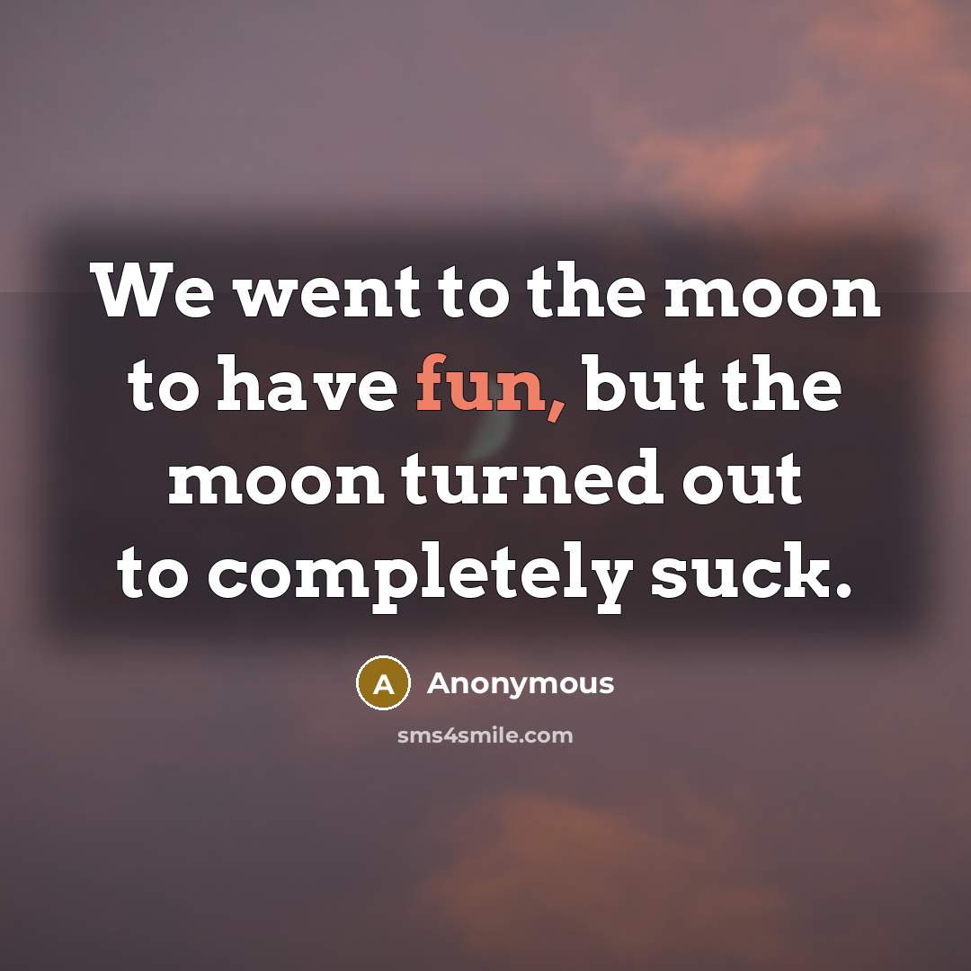 “We went to the moon to have fun, but the…” quote by Anonymous