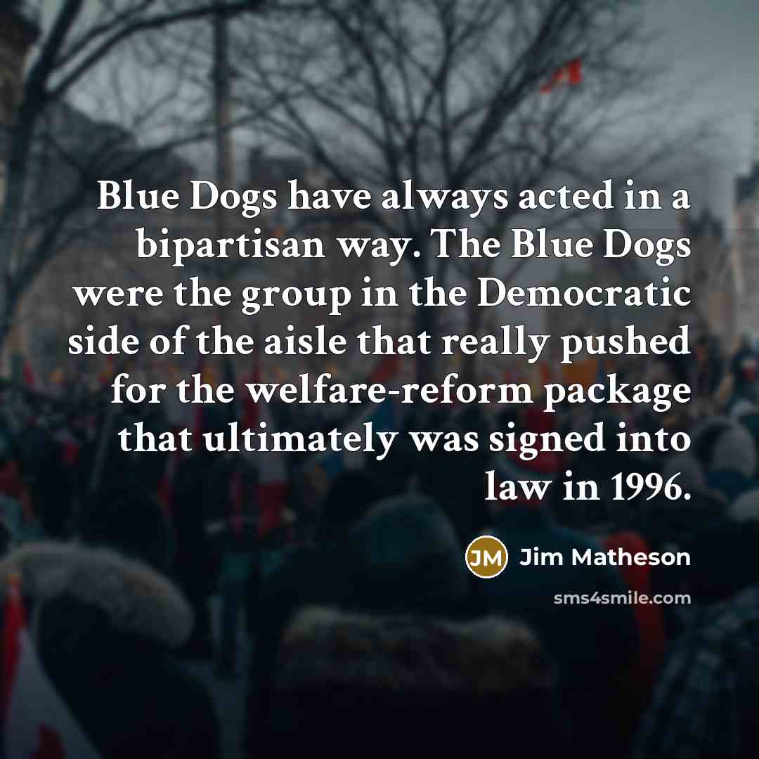 “Blue Dogs have always acted in a bipartisan way. The…” quote by Jim Matheson