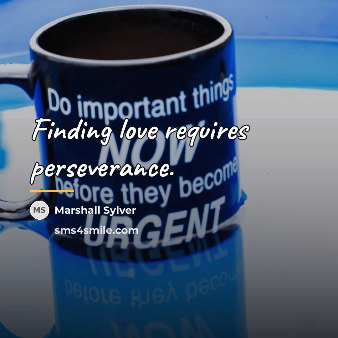 “Finding love requires perseverance.…” quote by Marshall Sylver