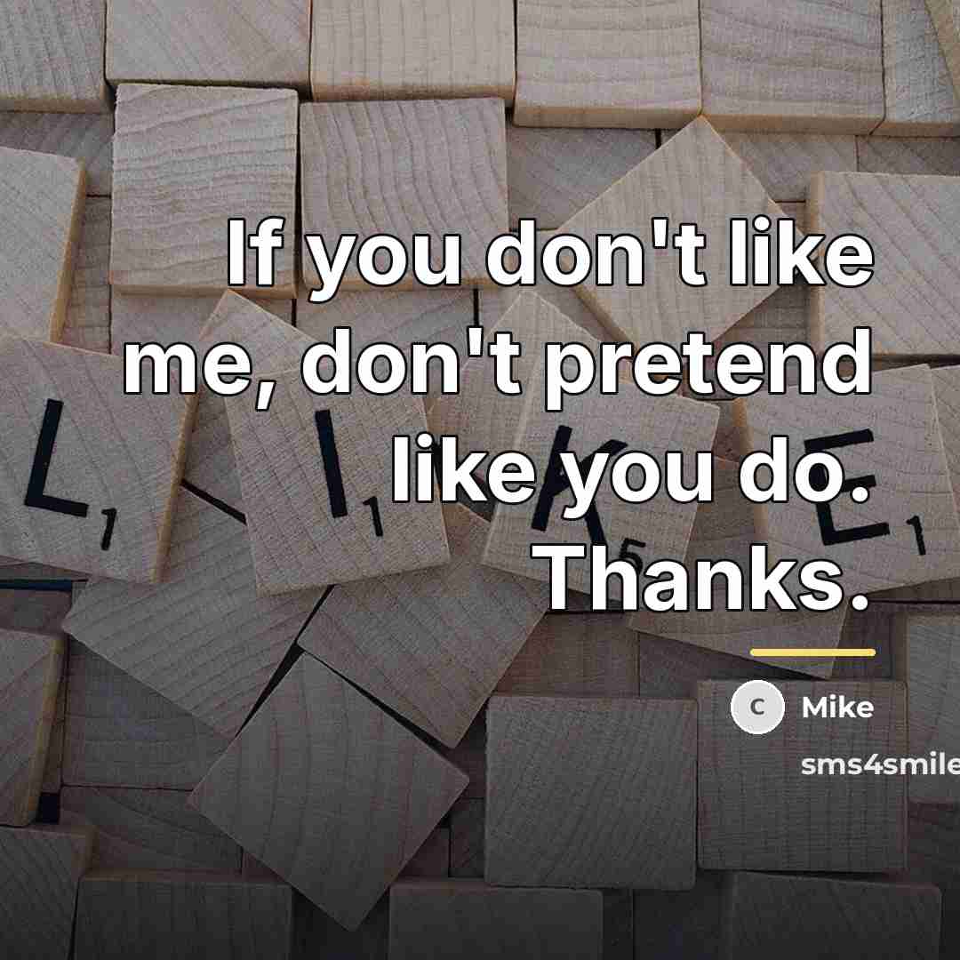 “If you don't like me, don't pretend like you do.…” quote by Mike