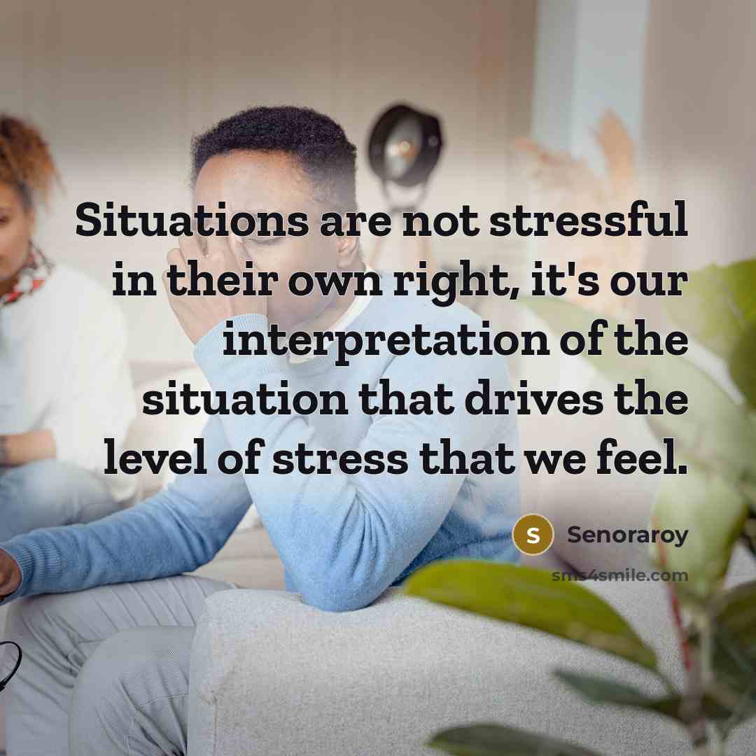 “Situations are not stressful in their own right, it's our…” quote by Senoraroy