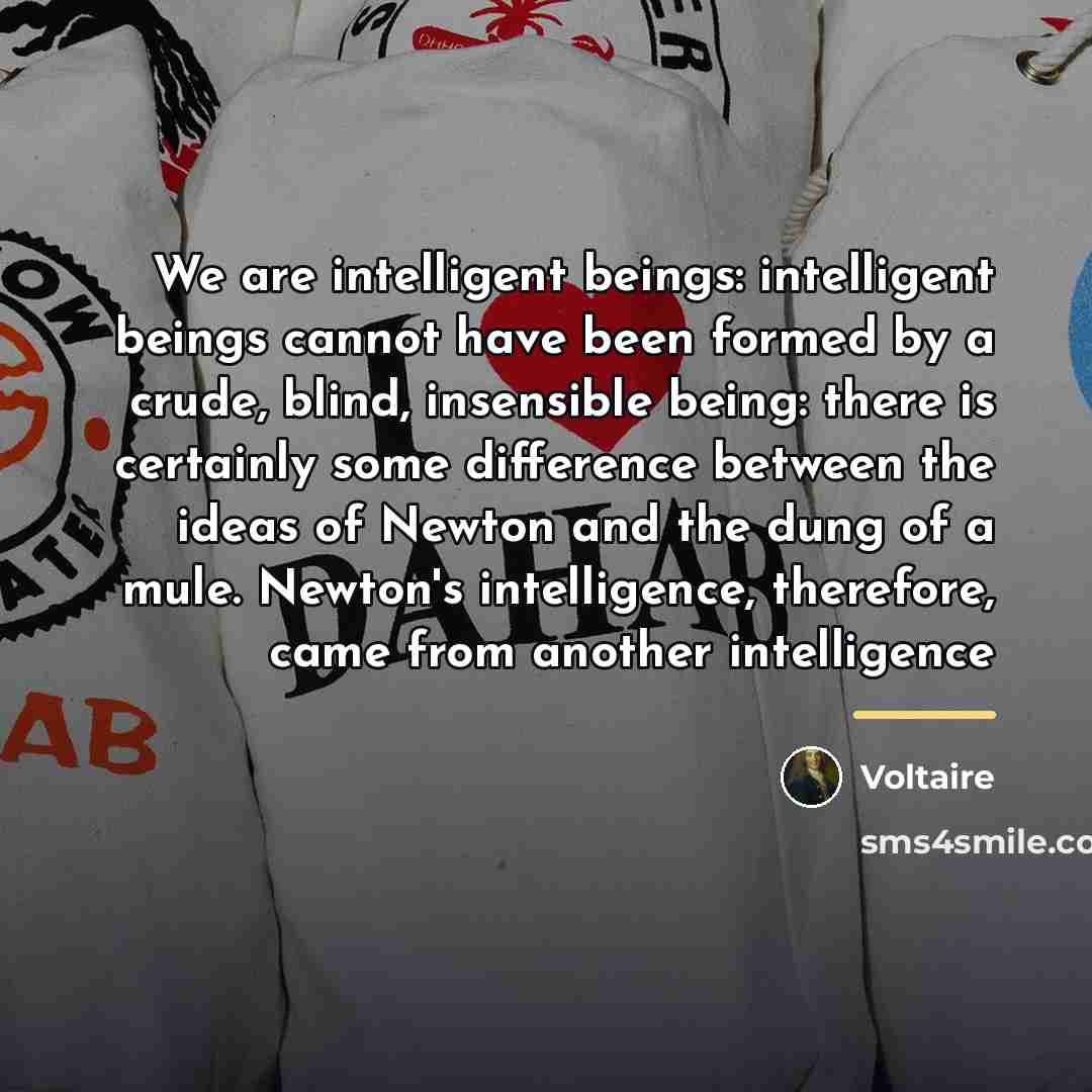 “We are intelligent beings: intelligent beings cannot have been formed…” quote by Voltaire