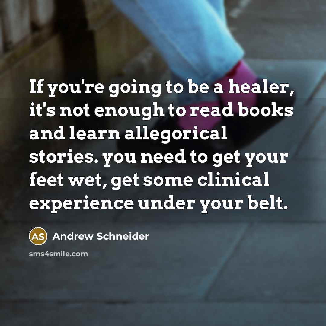 “If you're going to be a healer, it's not enough…” quote by Andrew Schneider