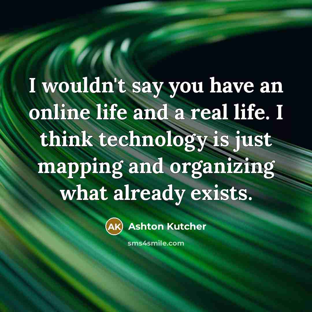 “I wouldn't say you have an online life and a…” quote by Ashton Kutcher