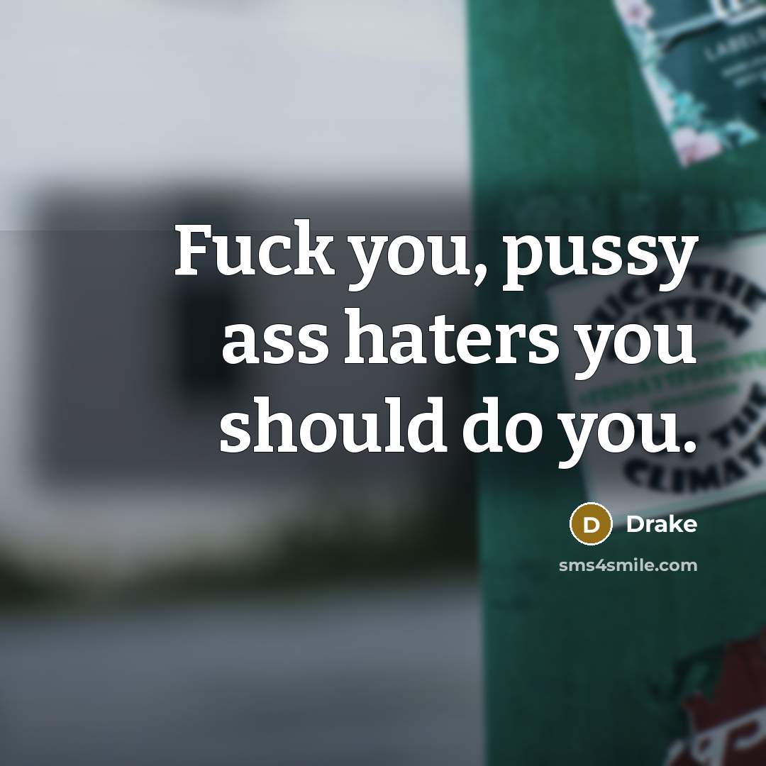 “Fuck you, pussy ass haters you should do you.…” quote by Drake