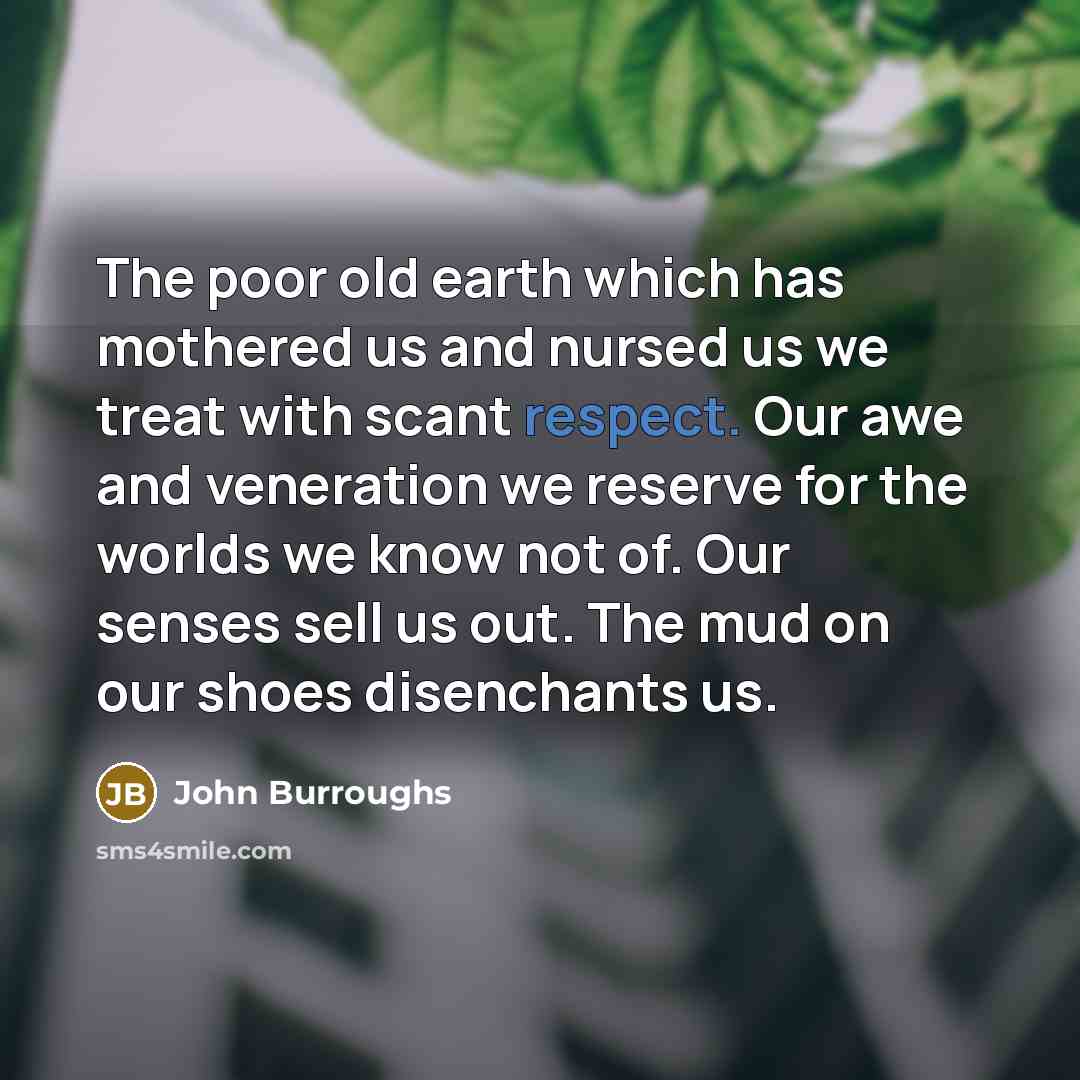 “The poor old earth which has mothered us and nursed…” quote by John Burroughs