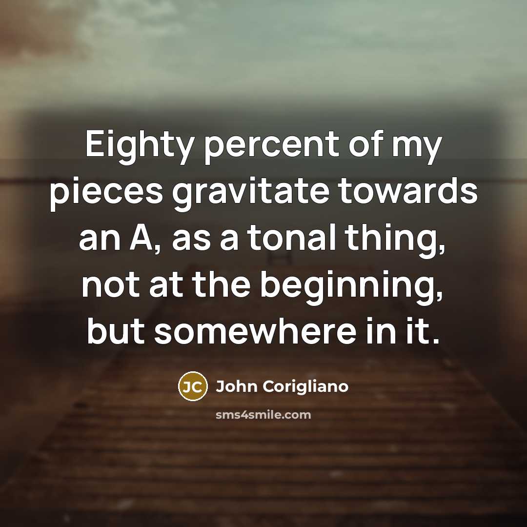 “Eighty percent of my pieces gravitate towards an A, as…” quote by John Corigliano