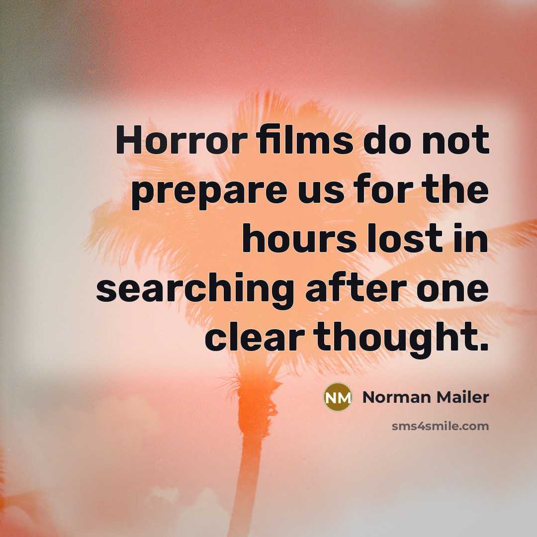 “Horror films do not prepare us for the hours lost…” quote by Norman Mailer