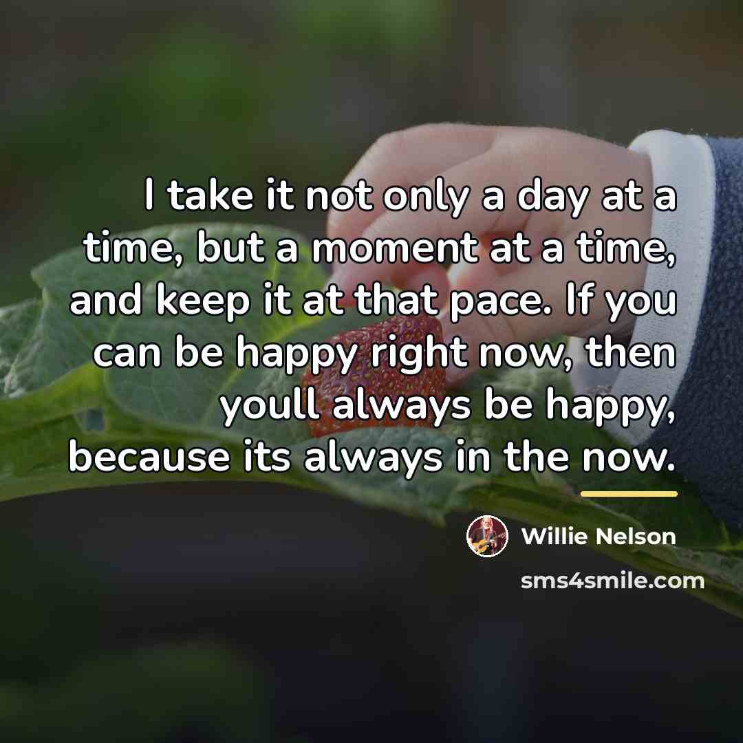 “I take it not only a day at a time,…” quote by Willie Nelson