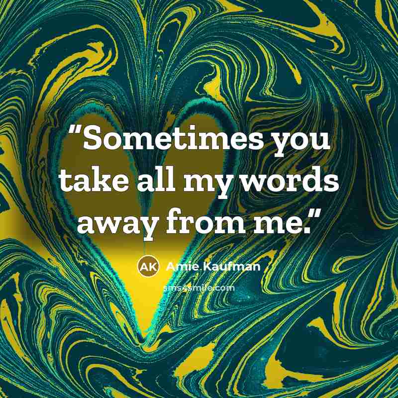 “Sometimes you take all my words away from me.” quote by Amie Kaufman