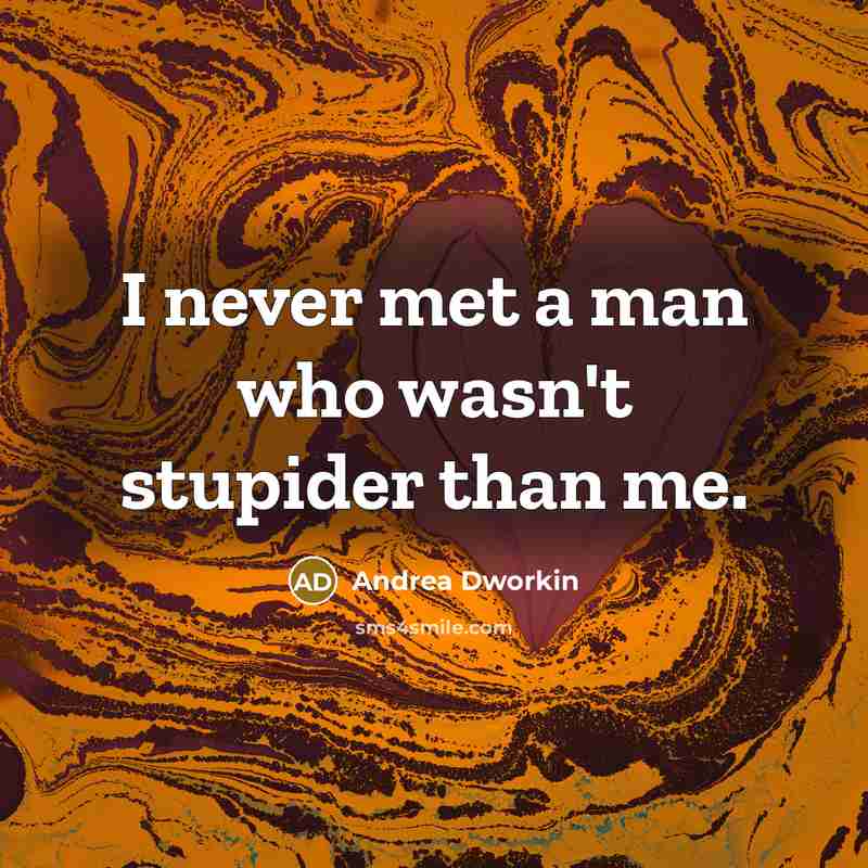 “I never met a man who wasn't stupider than me.…” quote by Andrea Dworkin