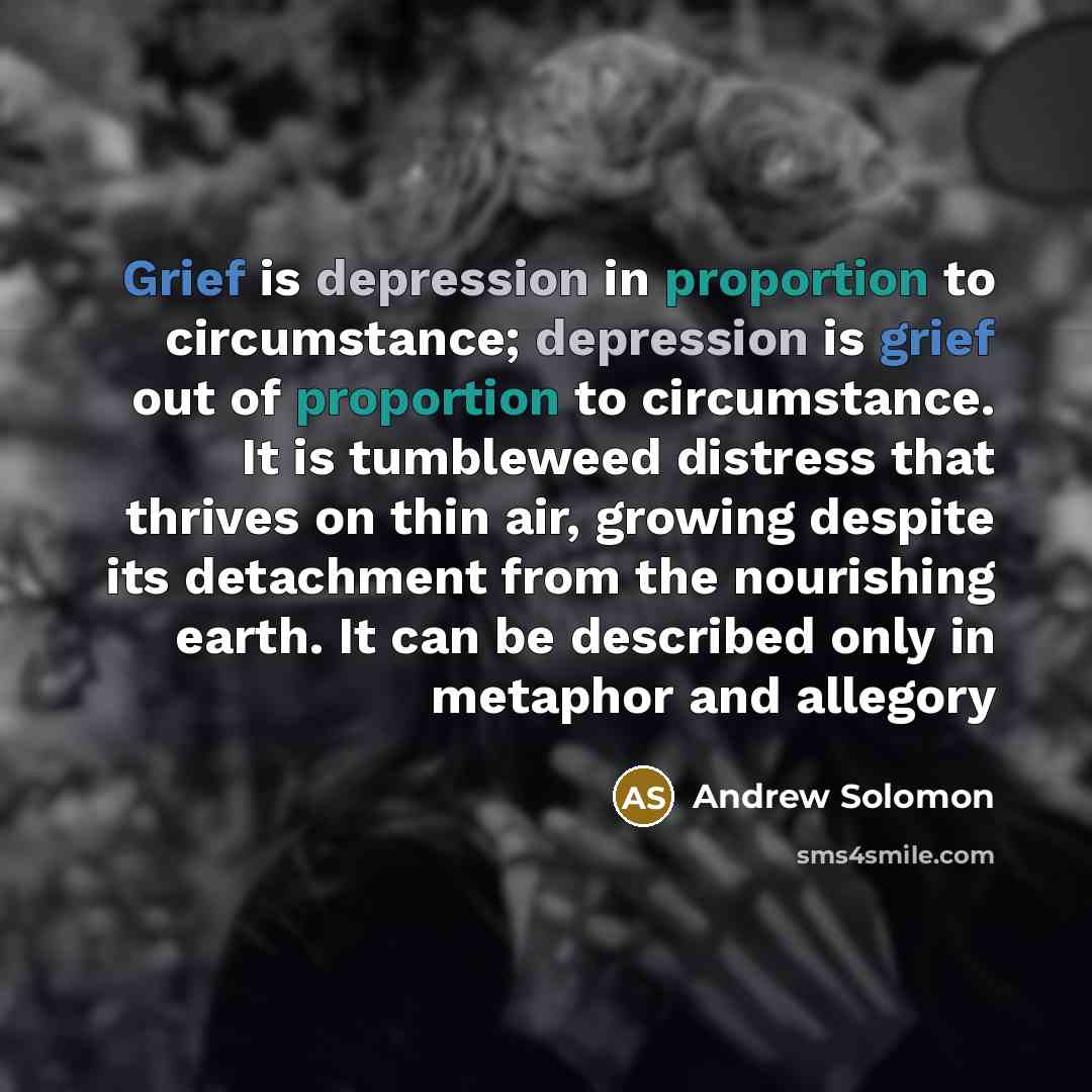 “Grief is depression in proportion to circumstance; depression is grief…” quote by Andrew Solomon