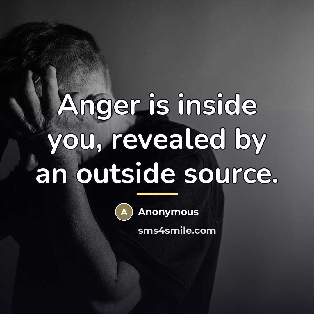 “Anger is inside you, revealed by an outside source.…” quote by Anonymous