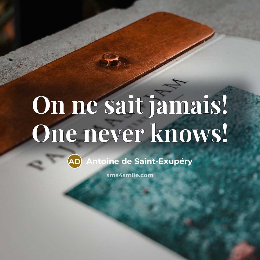 “On ne sait jamais! One never knows!” quote by Antoine de Saint-Exupery