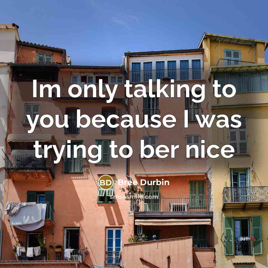 “Im only talking to you because I was trying to ber nice” quote by Bree Durbin