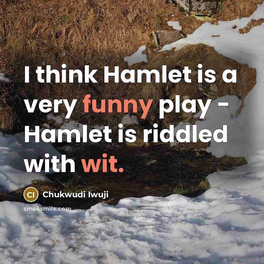 “I think Hamlet is a very funny play - Hamlet is riddled with wit.” quote by Chukwudi Iwuji