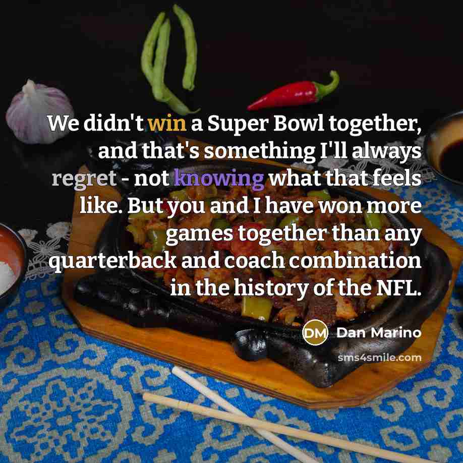 “We didn't win a Super Bowl together, and that's something…” quote by Dan Marino