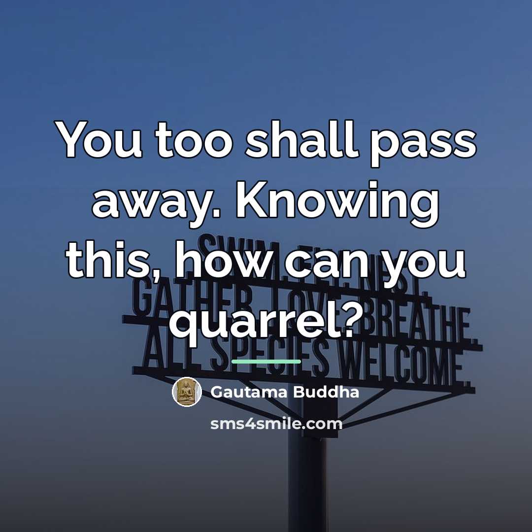 “You too shall pass away. Knowing this, how can you…” quote by Gautama Buddha
