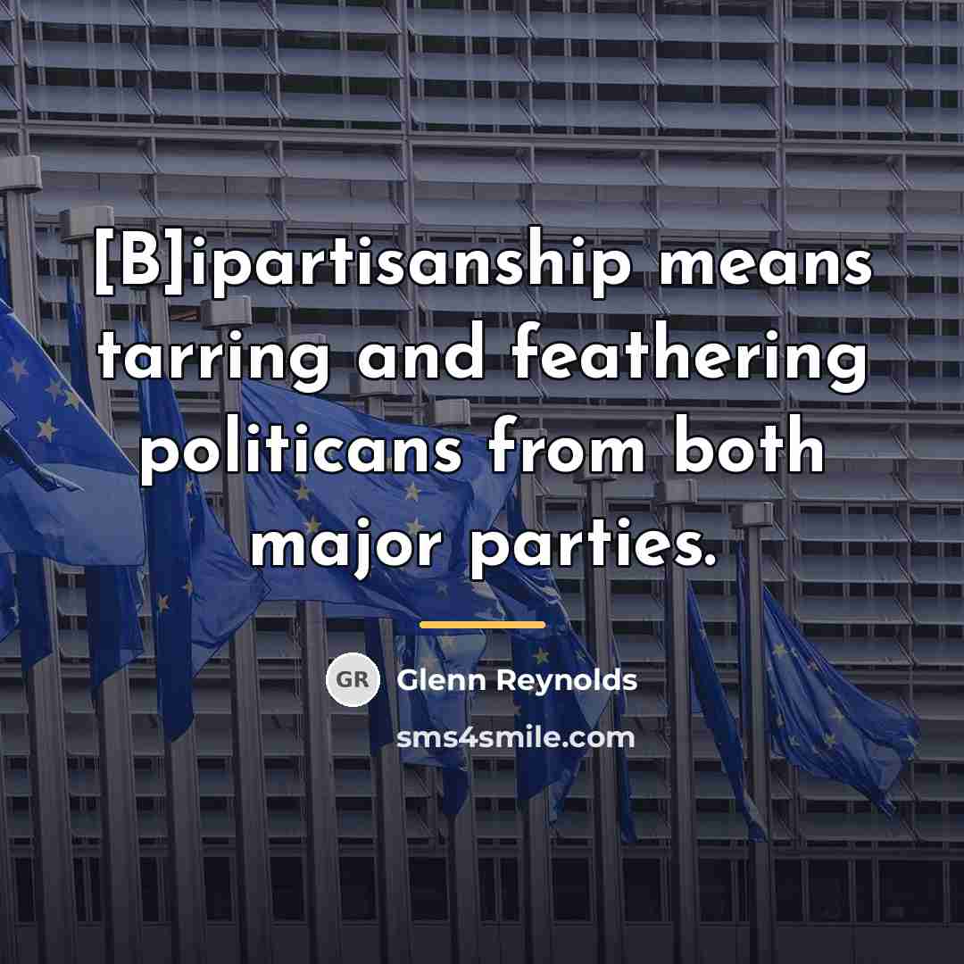 “[B]ipartisanship means tarring and feathering politicans from both major parties.…” quote by Glenn Reynolds