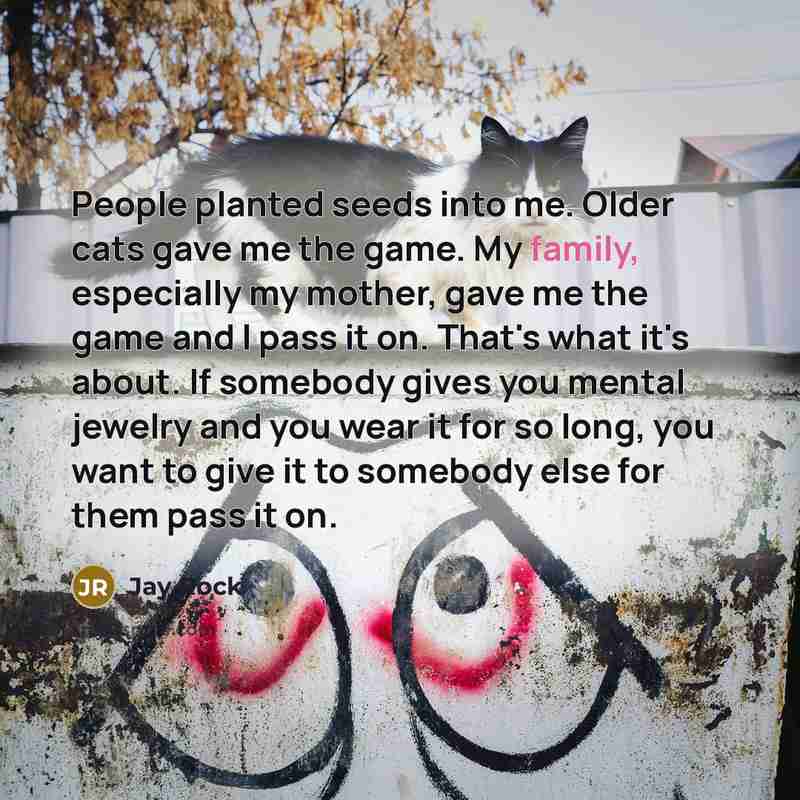 “People planted seeds into me. Older cats gave me the…” quote by Jay Rock