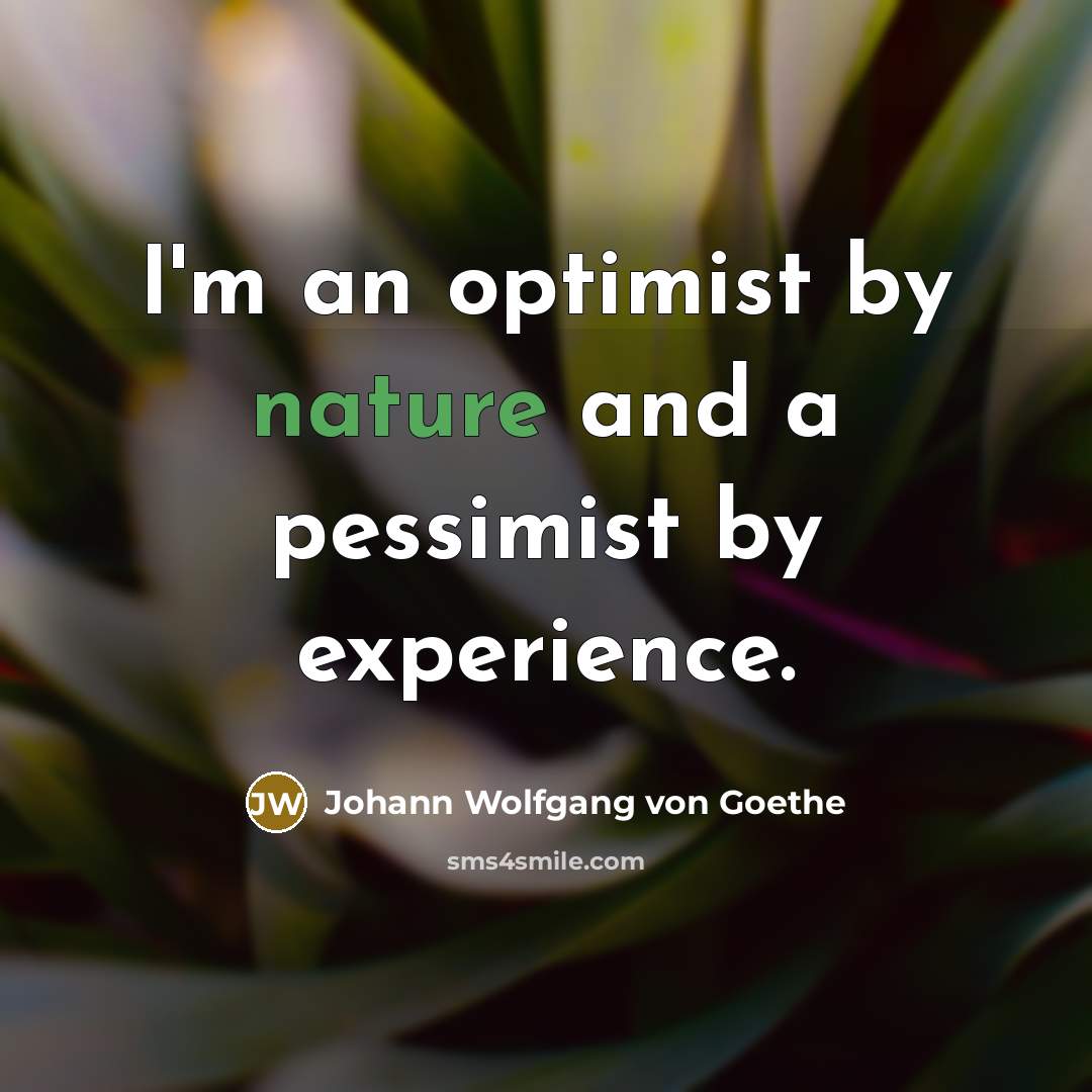 “I'm an optimist by nature and a pessimist by experience.…” quote by Johann Wolfgang Von Goethe