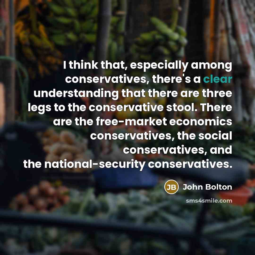 “I think that, especially among conservatives, there's a clear understanding…” quote by John Bolton