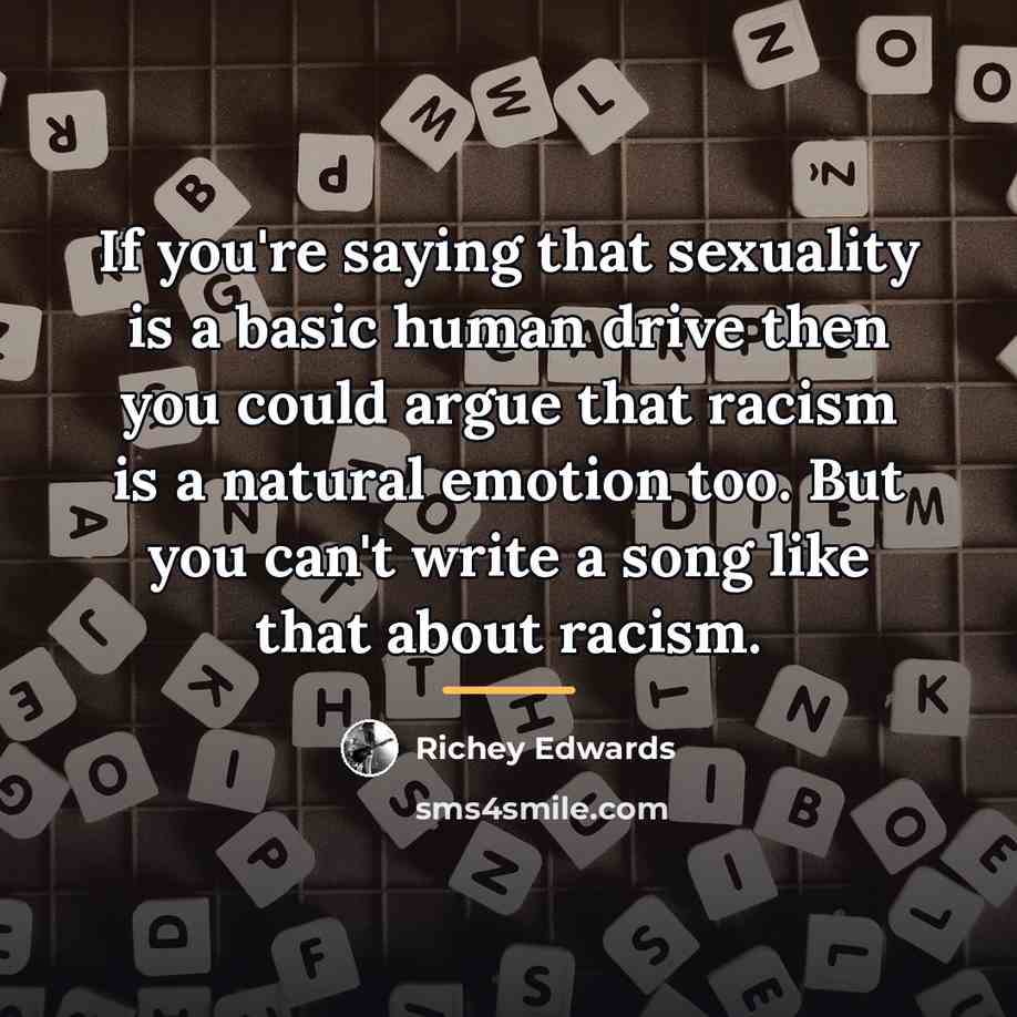 “If you're saying that sexuality is a basic human drive…” quote by Richey Edwards