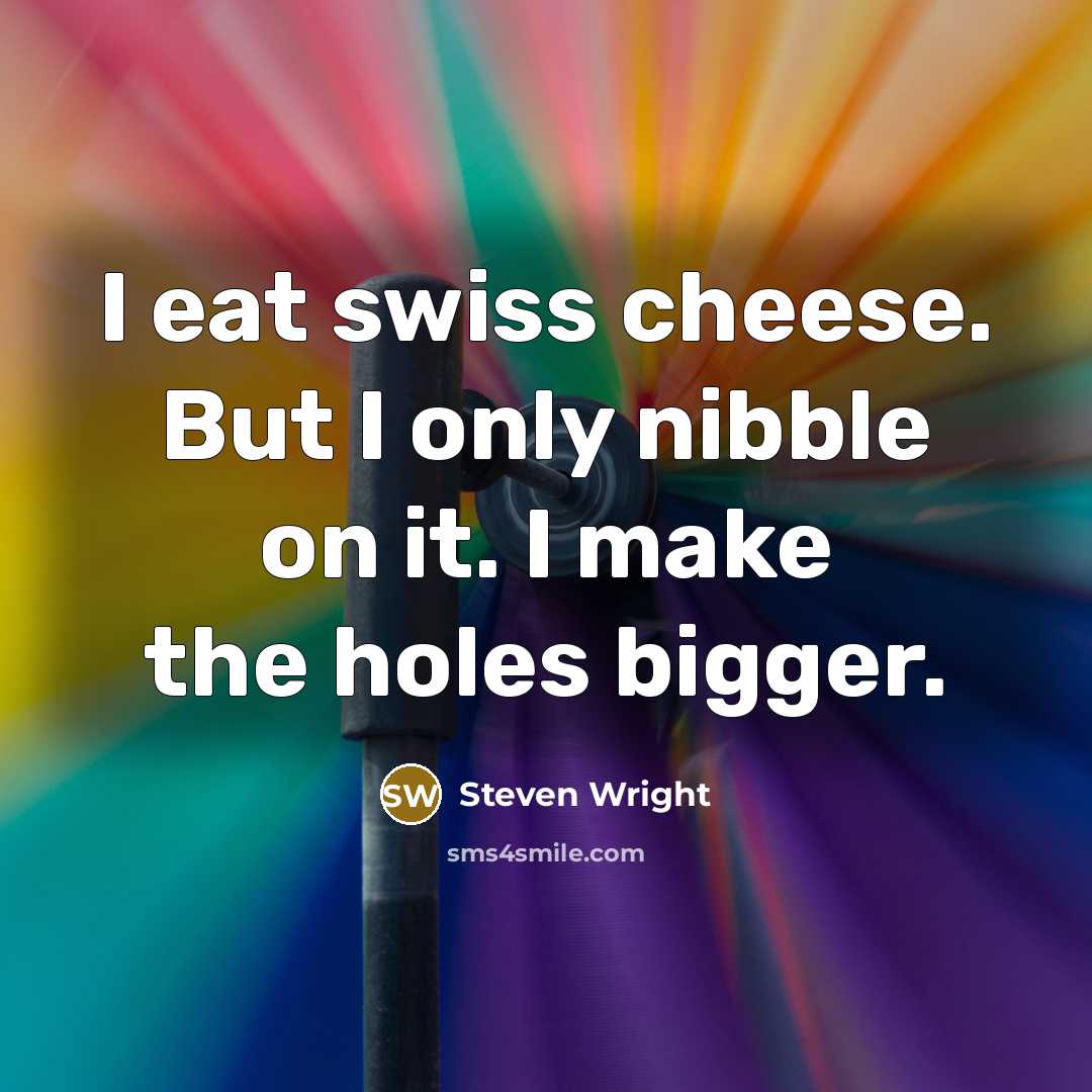 “I eat swiss cheese. But I only nibble on it.…” quote by Steven Wright