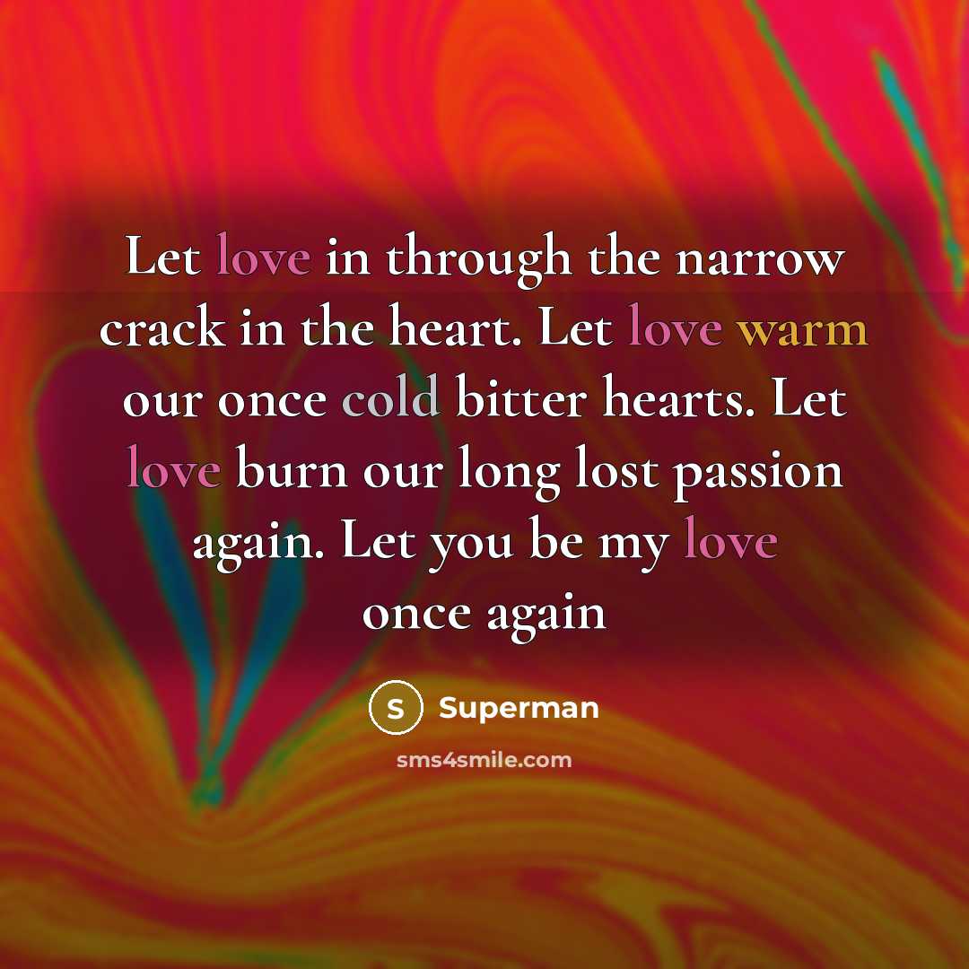“Let love in through the narrow crack in the heart.…” quote by Superman
