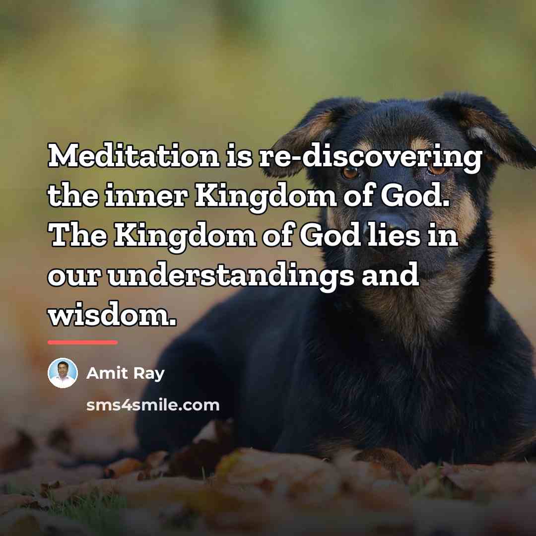 “Meditation is re-discovering the inner Kingdom of God. The Kingdom…” quote by Amit Ray