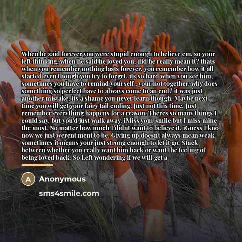 “When he said forever you were stupid enough to believe…” quote by Anonymous