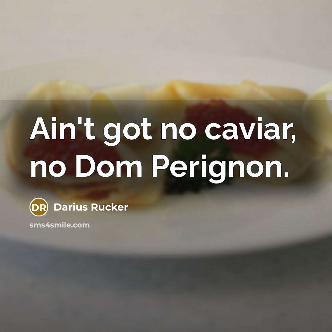 “Ain't got no caviar, no Dom Perignon.…” quote by Darius Rucker
