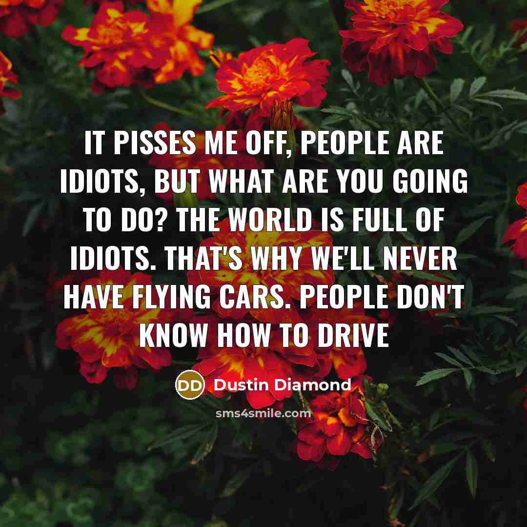 “It pisses me off, people are idiots, but what are…” quote by Dustin Diamond
