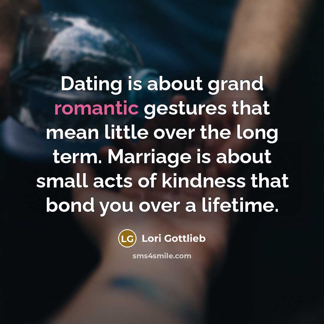 “Dating is about grand romantic gestures that mean little over…” quote by Lori Gottlieb