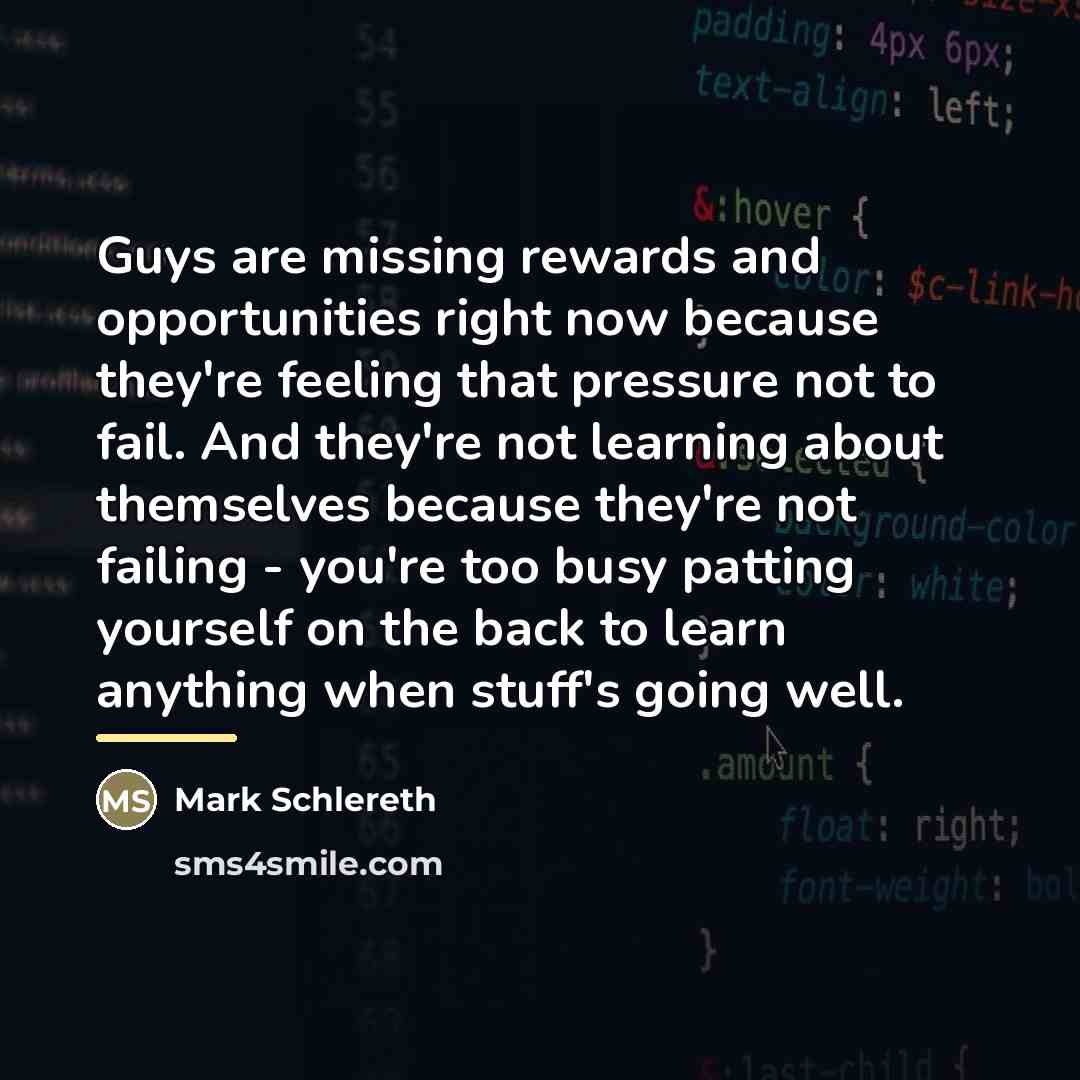 “Guys are missing rewards and opportunities right now because they're…” quote by Mark Schlereth