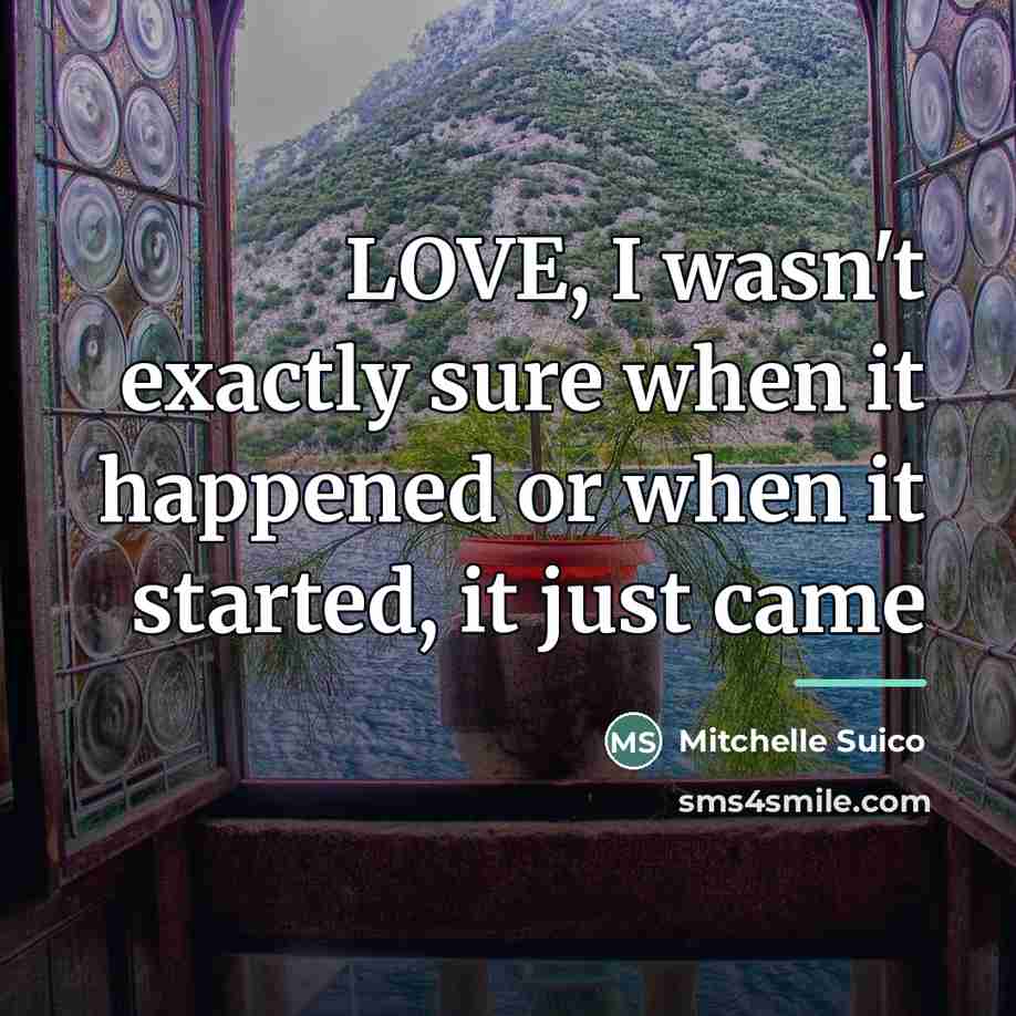 “LOVE, I wasn't exactly sure when it happened or when…” quote by Mitchelle Suico