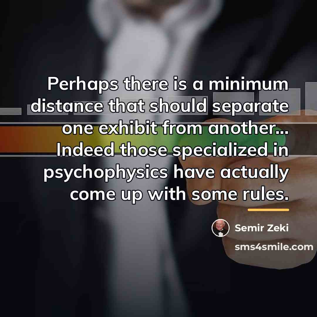 “Perhaps there is a minimum distance that should separate one…” quote by Semir Zeki