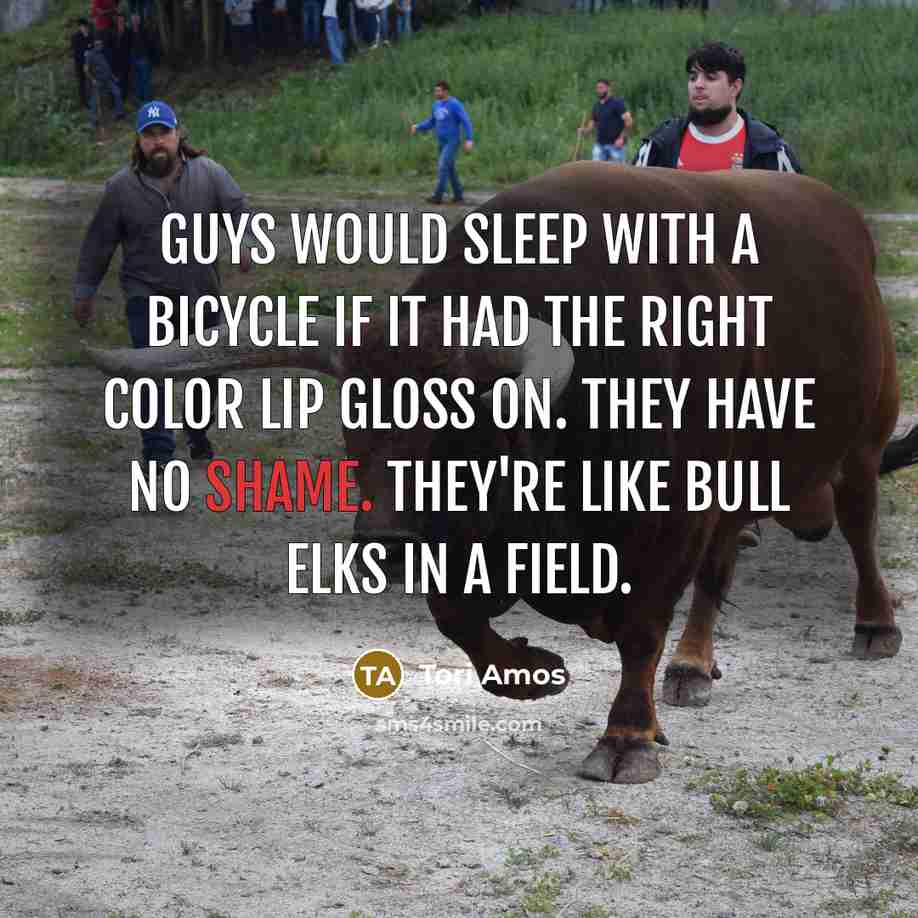 “Guys would sleep with a bicycle if it had the…” quote by Tori Amos