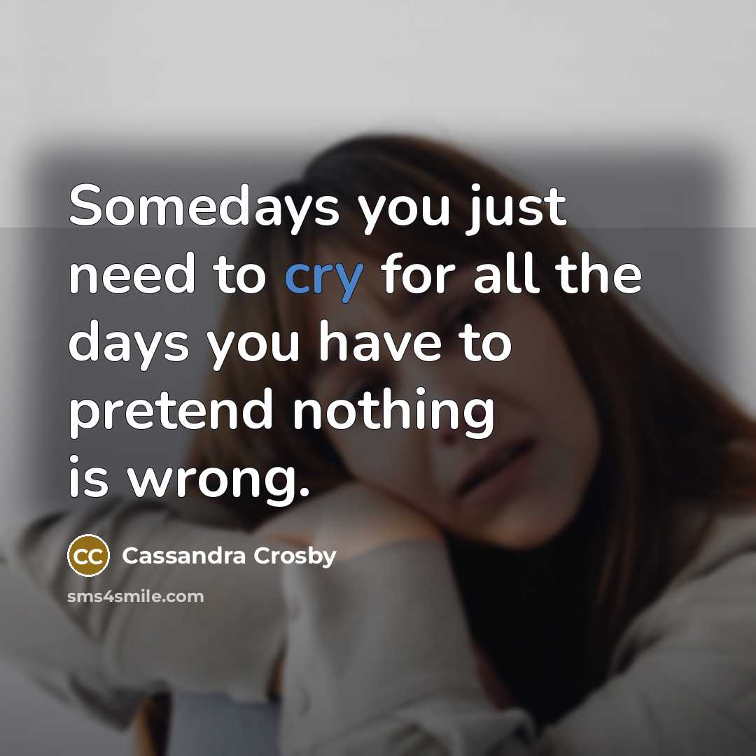 “Somedays you just need to cry for all the days…” quote by Cassandra Crosby